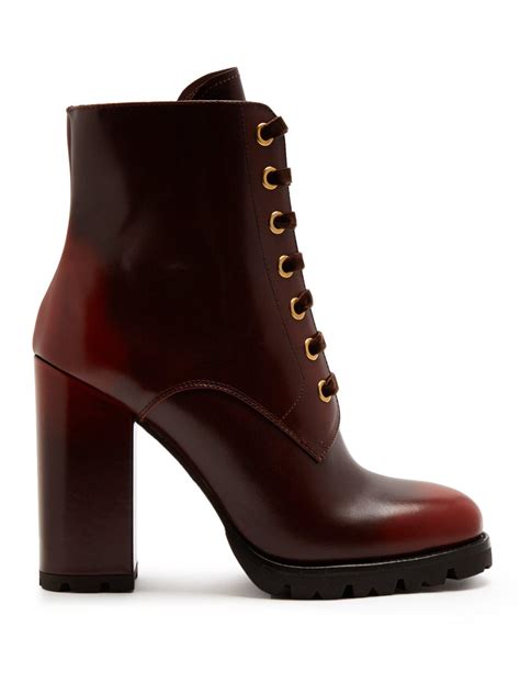 prada brown leather ankle boots|nylon prada boots women.